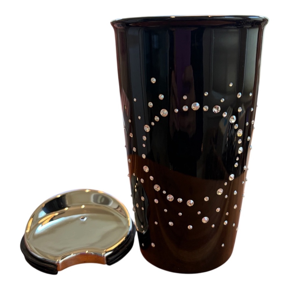 Original Starbucks 2015 Swarovski Crystal 12oz Black Holiday Hot Cup